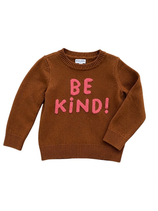 Amazon Essentials Other - Girls Brown Knit Sweater with Pink "Be Kind" Text knit pullover fall size 2T